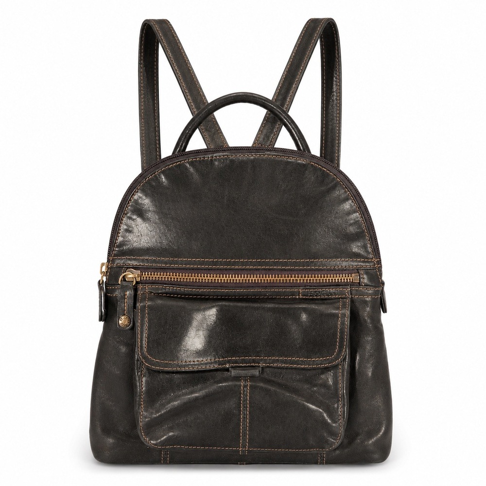 Vintage Fossil Leather Backpack Purse Small Black Zip Pocket Travel Bag Boho